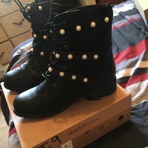 Pearl combat boots
